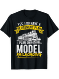Men's T-Shirt Yes I Do Have A Retirement Plan With Steam Locomotive And Bold Lettered Railroad Train