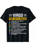 Men's T-Shirt Virgo Top 10 Rules Bold Colorful Horoscope Statement Shirt