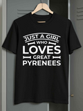 Men's T-Shirt Just A Girl Who Loves Great Pyrenees Surrounded By Minimalist Bone Icons