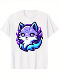 Men's T-Shirt Vibrant Mystical Blue And Purple Fluffy Fox