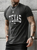 Men's T-Shirt Texas Bold White Letters With Small Star Underneath Black T Shirt