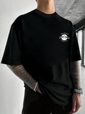Men's T-Shirt Retro Urban Patch Text With Monochrome Modern Emblem And Rounded Corners T Shirt