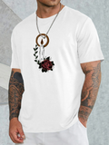 Men's T-Shirt Handcrafted Botanical Elements Hanging Beside Rustic Wooden Hoops Flower