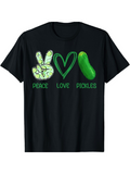 Men's T-Shirt Peace Love Green Heart With Hand And Pickle