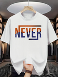 Men's T-Shirt Never Block Lettering Among Colorful Abstract Lines White T Shirt