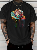 Men's T-Shirt Colorful Melting Effects With Shadows Dripping From Blooming Rose