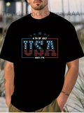 Men's T-Shirt Fourth Of July American Flag Style Bold Lettering USA