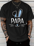 Men's T-Shirt Papa Blue Eared Bunny With Whiskers And Cute Nose
