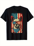 Men's T-Shirt Patriotic Stars And Stripes Sunglasses Bandana Wearing Chihuahua Dog