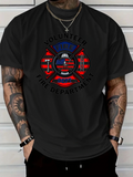 Men's T-Shirt American Flag Motif Among Firefighter Badge Volunteer Fire Department Emblem Tee