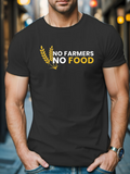 Men's T-Shirt No Farmers No Food Golden Wheat Graphic On Black T Shirt
