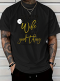 Men's T-Shirt Blessed Wife With Script Letters And Golden Good Things Text Shirt