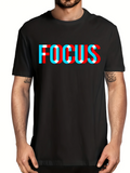 Men's T-Shirt Focus Blurred Shadowed Layered Lettering On Soft Cotton T Shirt Focus