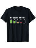 Men's T-Shirt My Social Battery With Five Labeled Colorful Battery Icons Front