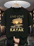 Men's T-Shirt Live Love Golden Sunset Reflections With Kayak Paddler Over Calm Lake