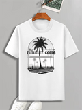 Men's T-Shirt The Future Come Palm Trees With Horizon And Serene Coastal Scenery Beach