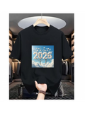 Men's T-Shirt 2026 Fluffy White Clouds Floating In Blue Sky Dream Scene