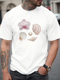 Men's T-Shirt Pastel Ocean Shells With Orchid And Gentle Beach Pearl