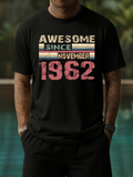 Men's T-Shirt Awesome Since November Vintage Faded Colors Nostalgic Retro Year Print 1962