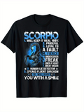 Men's T-Shirt Scorpio Blue Lightning Zodiac Traits With Scorpion Drawing
