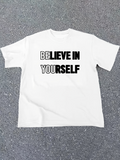 Men's T-Shirt Be Yourself Motivational Bold Words On Crisp White Fabric T Shirt