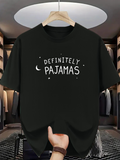 Men's T-Shirt Definitely Pajamas Playful White Letters With Crescent Moon And Star Pajamas