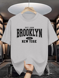 Men's T-Shirt Est 1898 Brooklyn Usa New York Simple Monochrome Bold Statement T Shirt