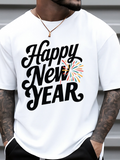 Men's T-Shirt Happy New Year Colorful Fireworks Celebration White T Shirt