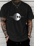 Men's T-Shirt Modern Sound Waves With Vintage Vinyl Among Minimalist Lines Record