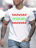 Men's T-Shirt Hohoho Festive Pattern With Playful Red Reindeer Surrounding Christmas Lettering