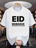 Men's T-Shirt Eid Mubarak Ramadan Conclusion Celebration Among Pure White Fabric T Shirt