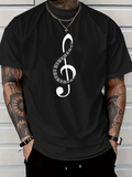 Men's T-Shirt Curved Keyboard Design Flowing On Treble Clef Symbol
