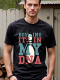 Men's T-Shirt Bowling It Is In My DNA With Large Bold Lettering Over A White Bowling Pin