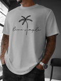 Men's T-Shirt Live Simple Gentle Island Palm Tree Under Soft Sunlight