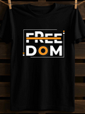 Men's T-Shirt Bold Graphic With Orange Accents Framing The Word Freedom T Shirt