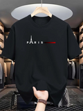 Men's T-Shirt Paris Nightscape Skyline With Illuminated Letters And Eiffel Tower