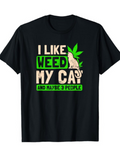 Men's T-Shirt I Like Weed And Maybe Three People Sitting Cat With Leaf
