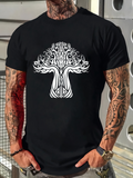 Men's T-Shirt Intricate Gothic Pattern Among Symmetrical Roots Sacred Tree