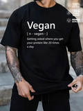 Men's T-Shirt Vegan White Definition Text With Playful Slogan On Black Fabric T Shirt