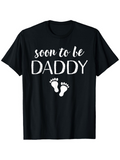 Men's T-Shirt Soon To Be Daddy White Baby Footprints Over Black T Shirt
