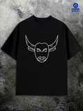 Men's T-Shirt Minimal Line Drawing Of Large Horned Bull Face