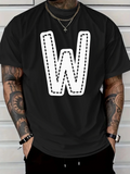 Men's T-Shirt Outlined Bold Graphic Letter W Centerpiece T Shirt