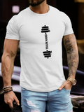 Men's T-Shirt Train Hard With Minimalist Vertical Dumbbell Graphic