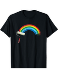 Men's T-Shirt Paint Roller With Bright Rainbow Arc On Plain Black Shirt