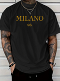 Men's T-Shirt Golden Letters With Minimalist Typeface Over Black Milano