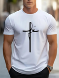 Men's T-Shirt Minimalist Black Cross Graphic On Crisp White T Shirt