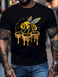 Men's T-Shirt Golden Honeycomb With Honey Dripping Beneath A Vibrant Yellow Bee