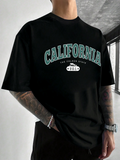 Men's T-Shirt California Green Arch Letters With Small White Text Black T Shirt