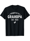 Men's T-Shirt Promoted To Grandpa Est 2025 With Little Baby Footprints Grandpa