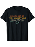 Men's T-Shirt Held Together With Baling Twine And A Prayer Pastel Colored Heart Black T Shirt